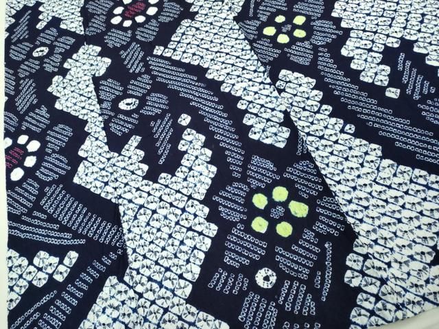 平和屋本店□極上 夏物 浴衣 有松鳴海絞り 草花文 綿 逸品  