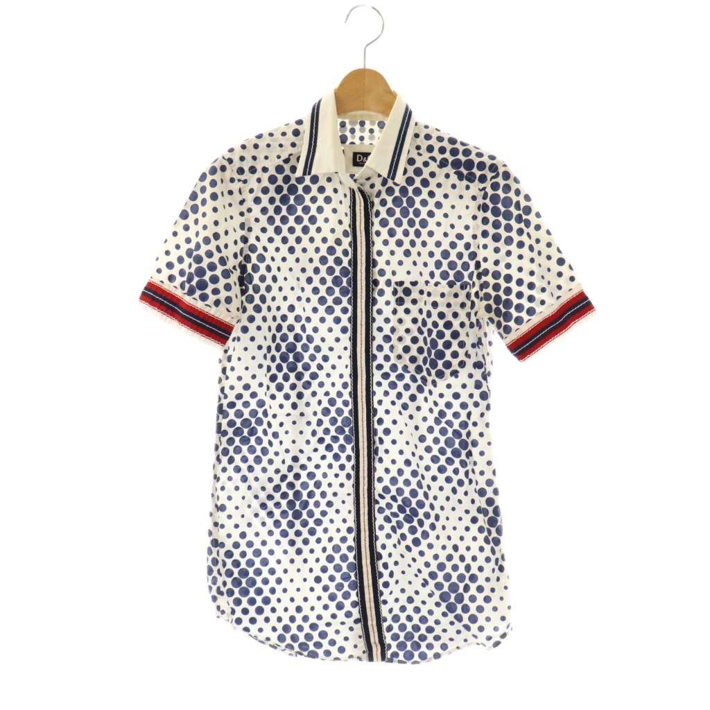 新品✦ドルガバ D&G ドルチェ&ガッバーナ ドット 半袖ブラウス パフスリ M ドルガバ D&G ドルチェ&ガッバーナ ドット 半袖ブラウス