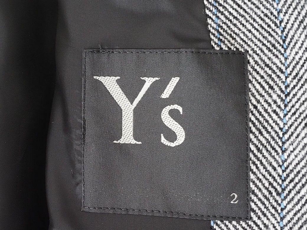 Y's ワイズ 11AW ウールコート ヘリンボーン カットオフデザイン Y's ワイズ 11AW ウールコート ヘリンボーン カットオフデザイン