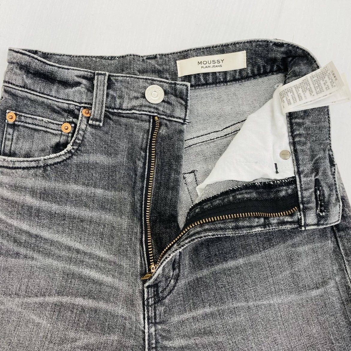 moussy マウジー PLAIN JEANS BLK STRAIGHT SLIM ブラック 24