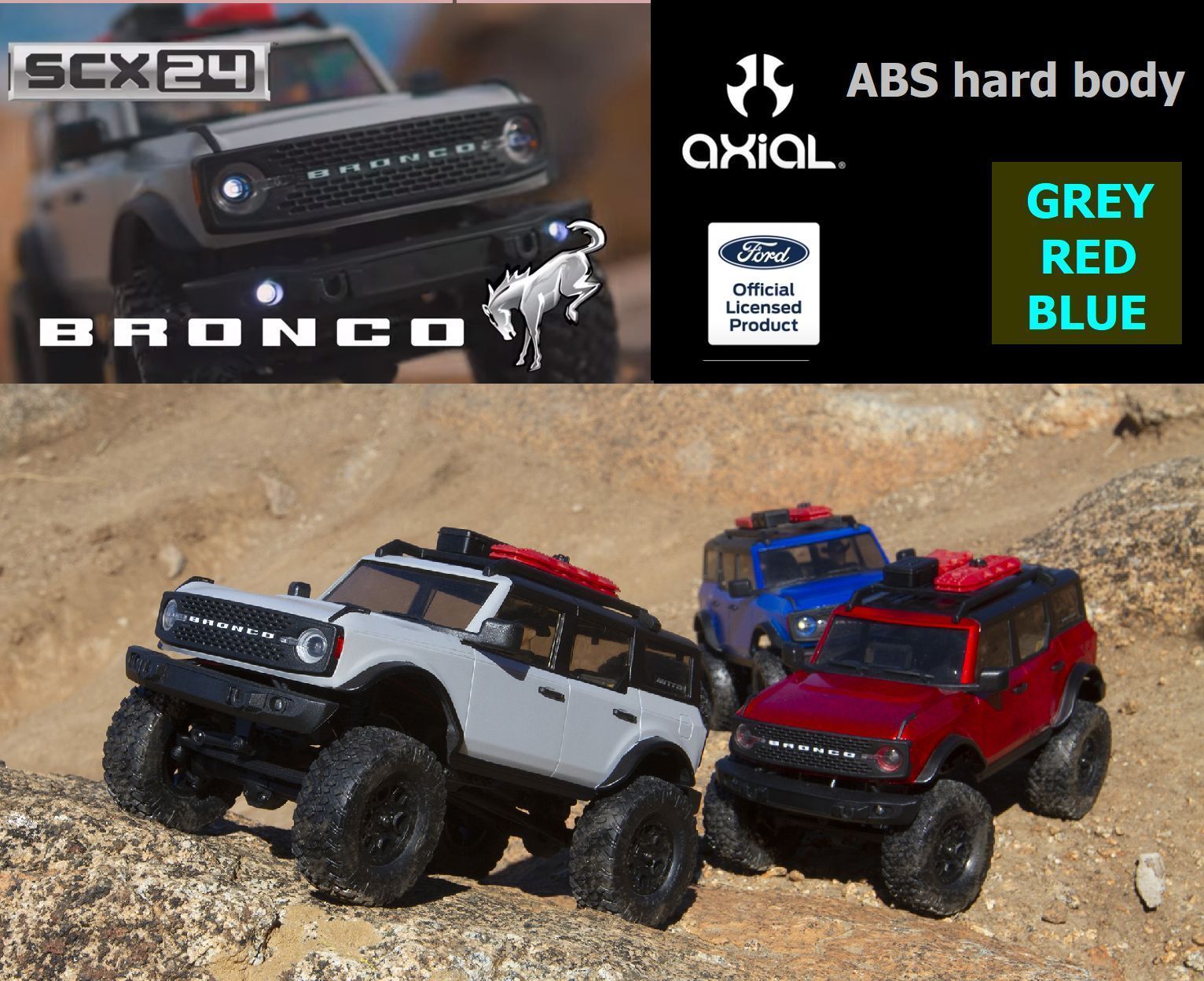 ☆ axial SCX24 Ford Bronco RTR グレー / 1/24 4WD スケール