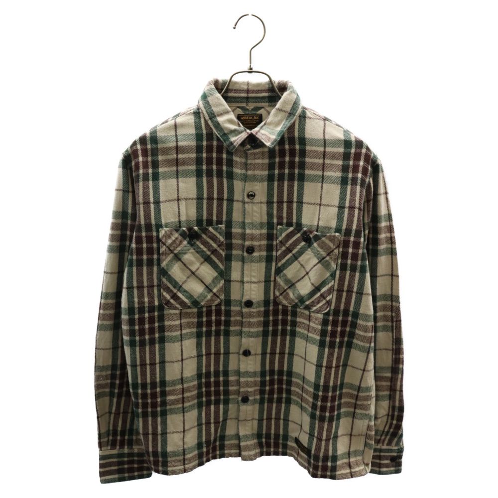 NEIGHBORHOOD (ネイバーフッド) 13AW BEER/C-SHIRT.LS ネルチェック ロングスリーブ 長袖シャツ アイボリー/グリーン/ブラウン 132ARNH-SHM05