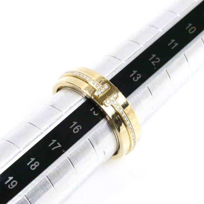 Tiffany & Co. Ttwoワイド　イエローゴールド ダイヤモンドリング Tiffany & Co. Ttwoワイド イエローゴールド ダイヤモンドリング