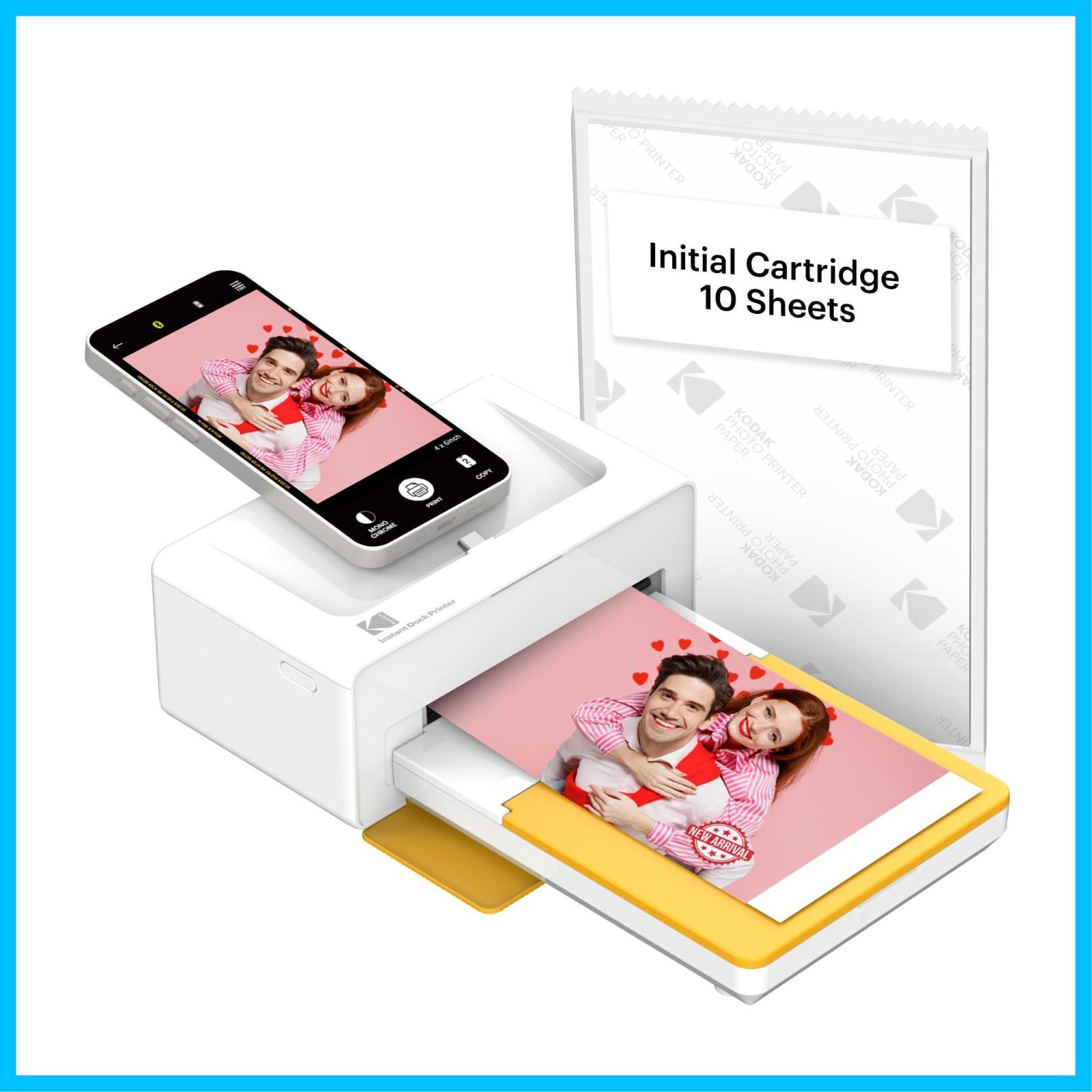 KODAK Dock Plus コダック 4PASS インスタントプリンター(10x15cm)＋プリンター本体10枚入り