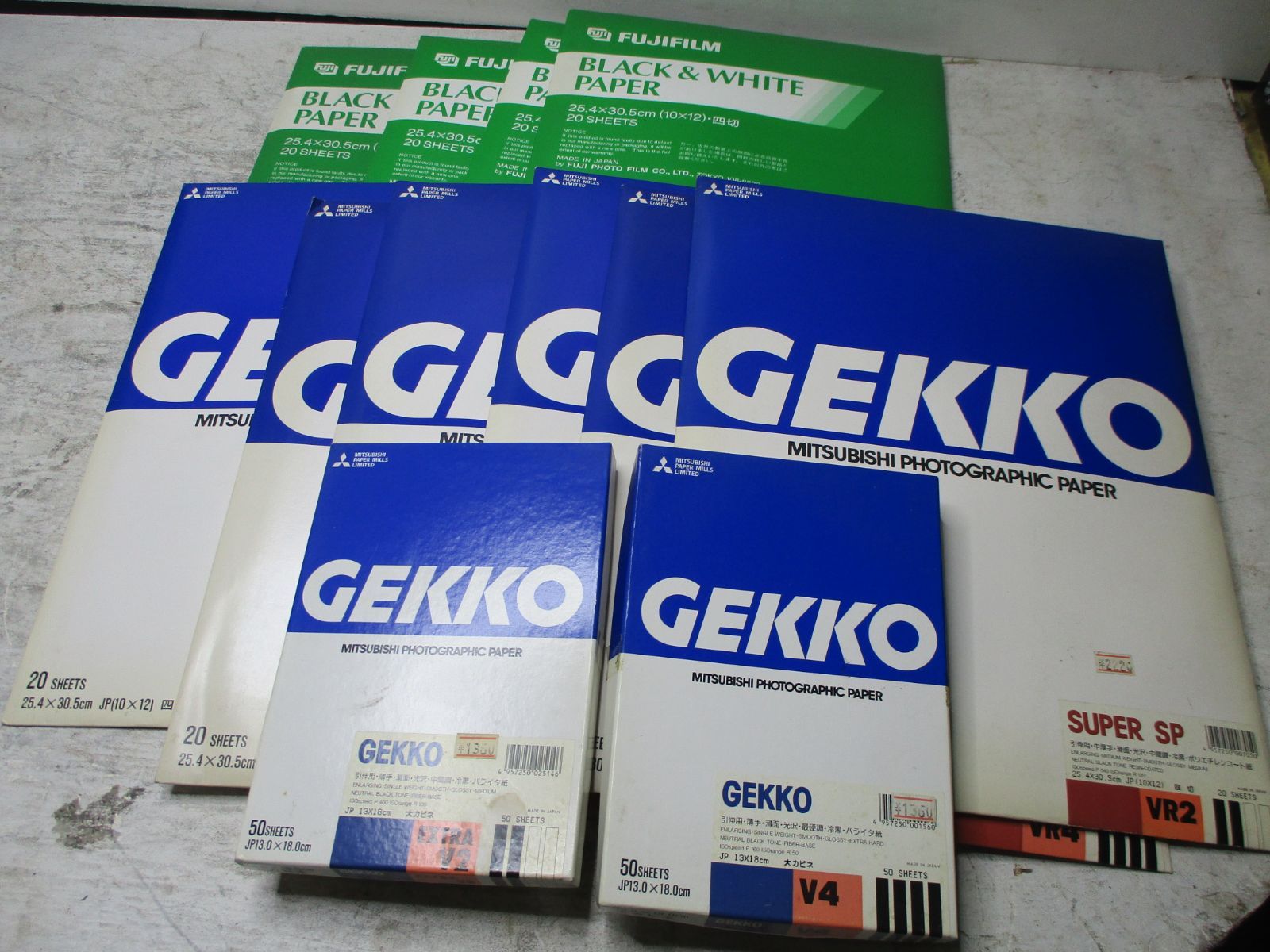 三菱 GEKKO SUPER SP VR2 20枚 VR4 20枚×マ5パック 印画紙 四切 FUJIFILM フジブロWP FM3 FM4×3パック 20枚 2502