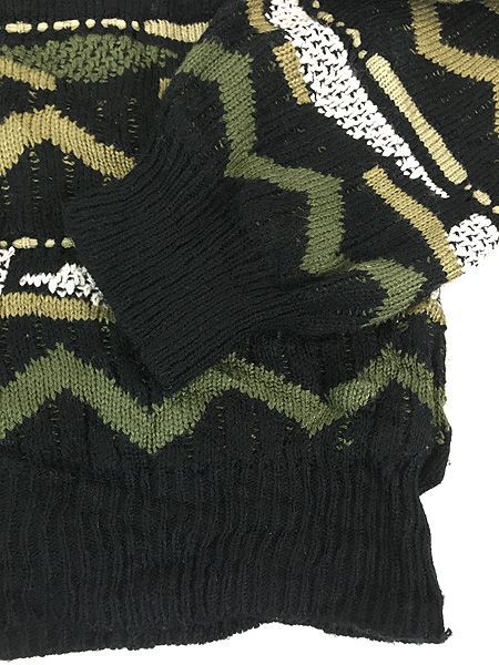 古着 EXPRESSIONS ランダム マルチ ボーダー アクリル ニット カーディガン XL 古着 古着 EXPRESSIONS ランダム マルチ ボーダー アクリル ニット