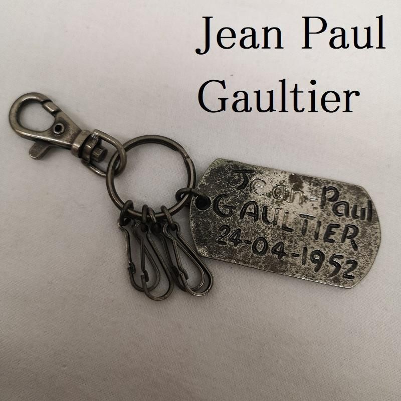 Jean Paul Gaultier ジャンポールゴルチエ キーホルダー ドックタグ キーホルダー 4連 キーリング 手書き風 ロゴ