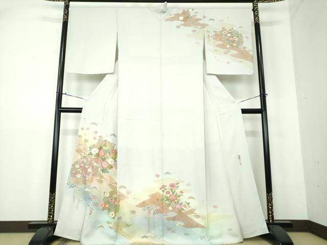 平和屋着物●京友禅の第一人者　松井青々　訪問着　風景文　暈し染め　正絹　逸品　AABD7368ck 平和屋着物○京友禅の第一人者 松井青々 訪問着 雪輪吉祥花文 暈し染め