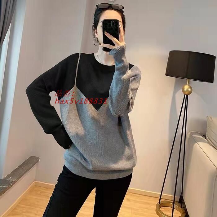トップス ニット セーター レディース きれいめ エレカジュアル 切り替え フェミニンモード クルーネック バイおしゃれ 大人 長袖 ゆっ hax 5 v 188831