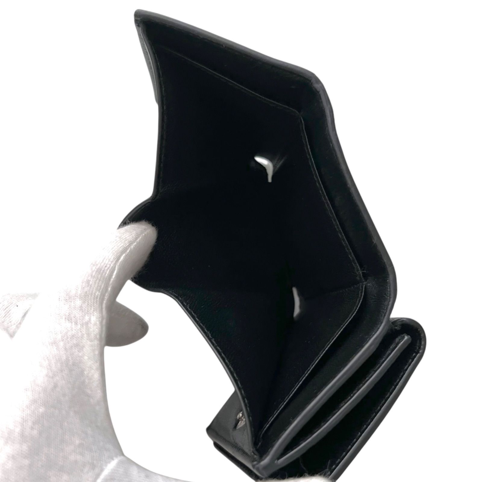 美品✨ BALENCIAGAバレンシアガ財布三つ折594312カーフレザーロゴ黒