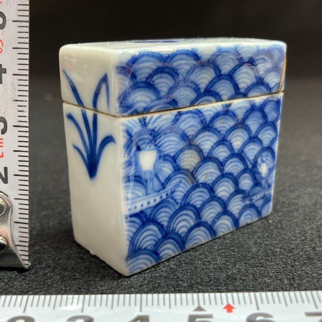 中国清朝時代 通光青華馬図蓋物 木箱 幅4.9 高さ4.4㎝ 本Y5-0517 WWW_IBETON_RU