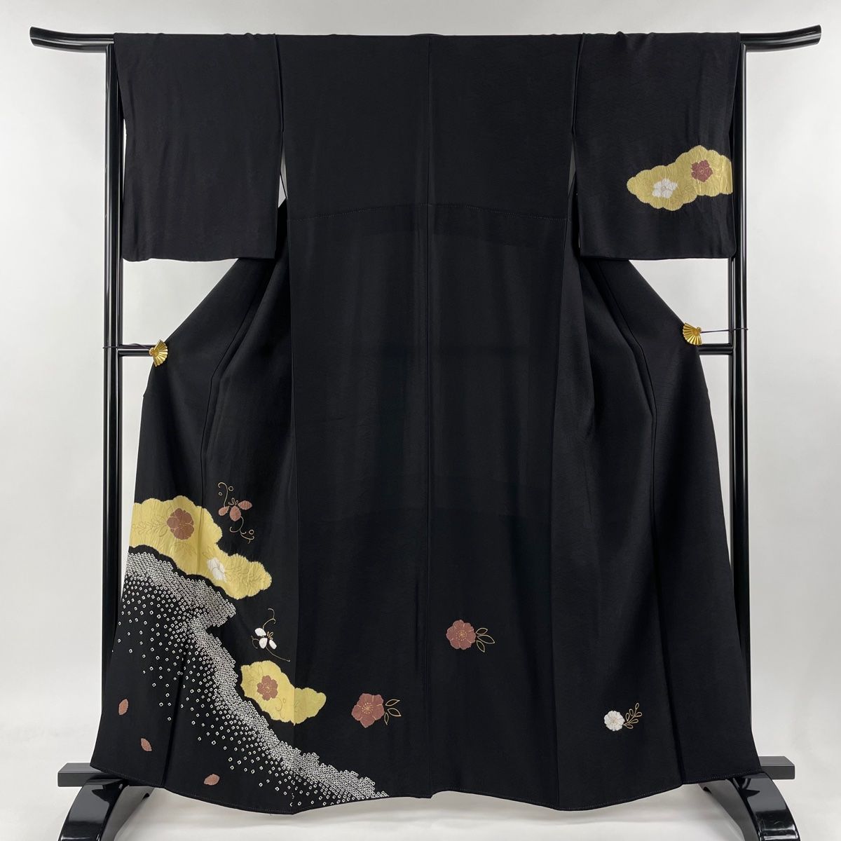 付下げ 身丈168cm 裄丈68cm L 袷 紬地 幾何学 金彩 ぼかし 灰