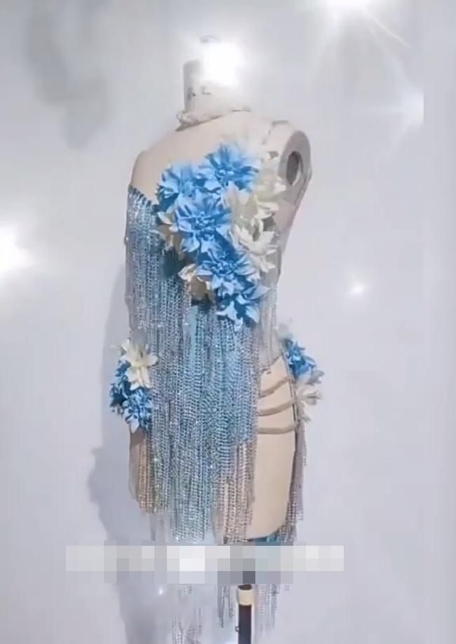 新作 ラテンワンピース ドレス ダンスドレス 花 高品質 水色 オーダーメイド ラテン競技 スタンダードドレス モダンドレス 高品質 フリル 長袖 花柄