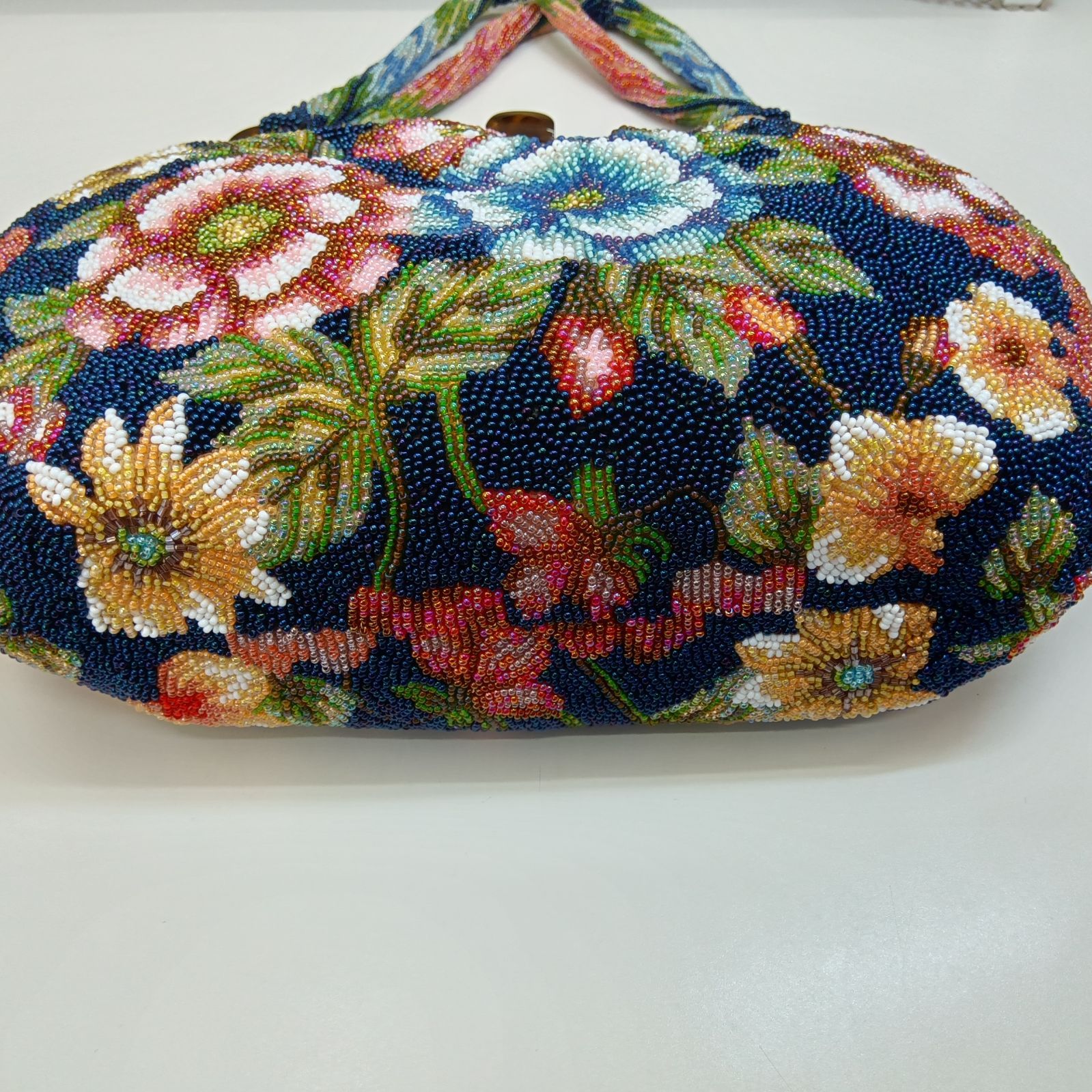 訳あり🔴 昭和レトロ 希少レア 🔷 総柄 ビーズ刺繍バッグ