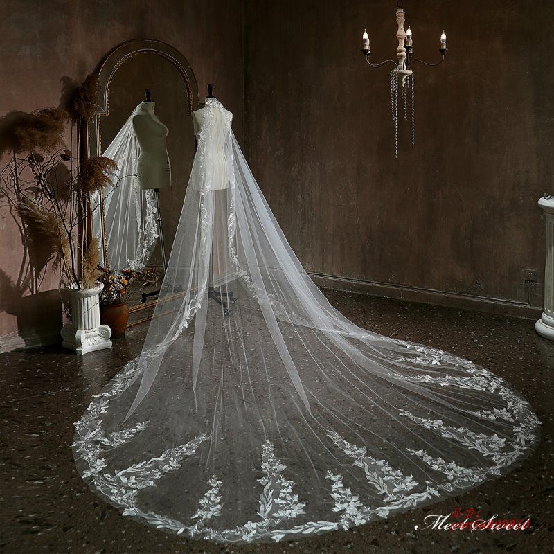 ウエディングベール ウェディングベール ロングベール チャペルベール マリアベール 刺繍 ホワイト米 前撮り 二次会 披露宴 花嫁 結婚式 ブライダル yan5a899810