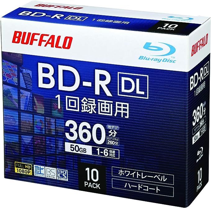 10枚 バッファロー ブルーレイディスク BD-R DL 1回録画用 50GB 10枚 ケース 片面2層 1-6倍速 【 ディーガ 動作確認済み 】  ホワイトレーベル RO-BR50V-010CW/N ::33831 MIYABI メルカリ