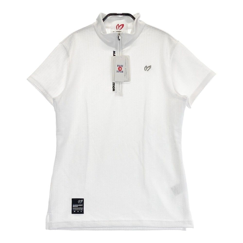 サイズ：2 MASTER BUNNY EDITION マスターバニーエディション  ハーフジップ半袖Tシャツ ストライプ柄 ホワイト系 [240101341929]# ゴルフウェア レディース ストスト