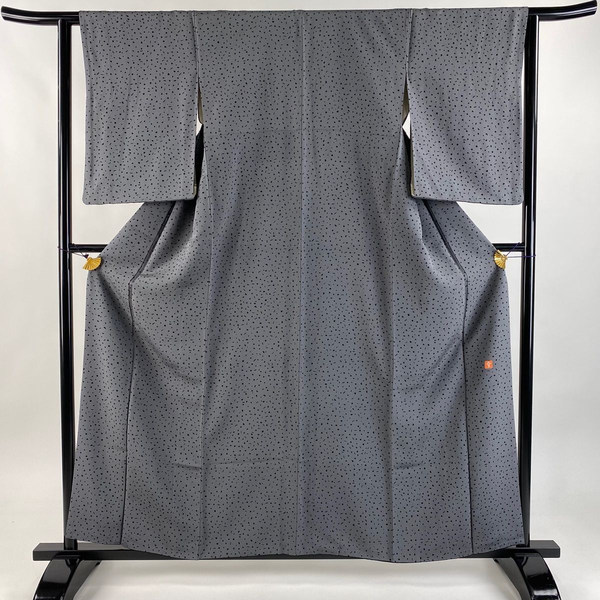 小紋 身丈158cm 裄丈62cm S 袷 花井幸子 やまと 落款 幾何学 灰色 正絹 名品
