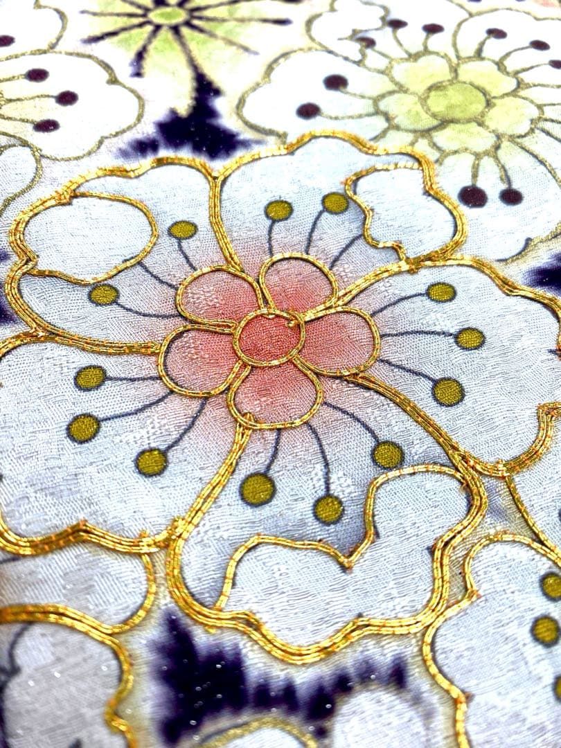 振袖 仮絵羽 辻ヶ花 金彩 銀通し 舞台衣装 正絹 未仕立て品 八掛付き 振袖 仮絵羽 辻ヶ花 金駒 金彩 銀通し舞台衣装 正絹 未仕立て品 八掛