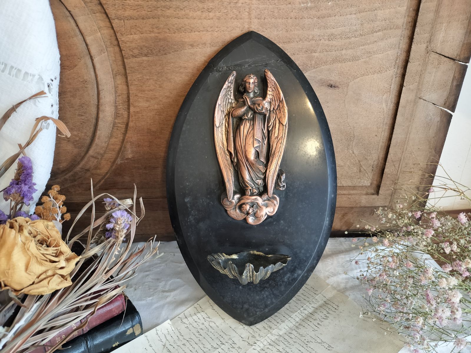 エンジェル飾り フランスアンティークレリーフピアスプレート天使