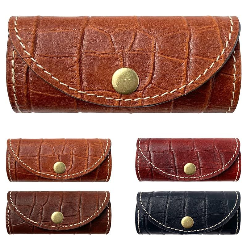 【新着商品】[leo&aoi] キーケース メンズ レディース 4連 本革 スマートキー 三つ折り レザー 牛革 鍵入れ 鍵 カギ スリム コンパクト ミニ キーホルダー 4連キーフック クロコダイル 型押 ブラウン