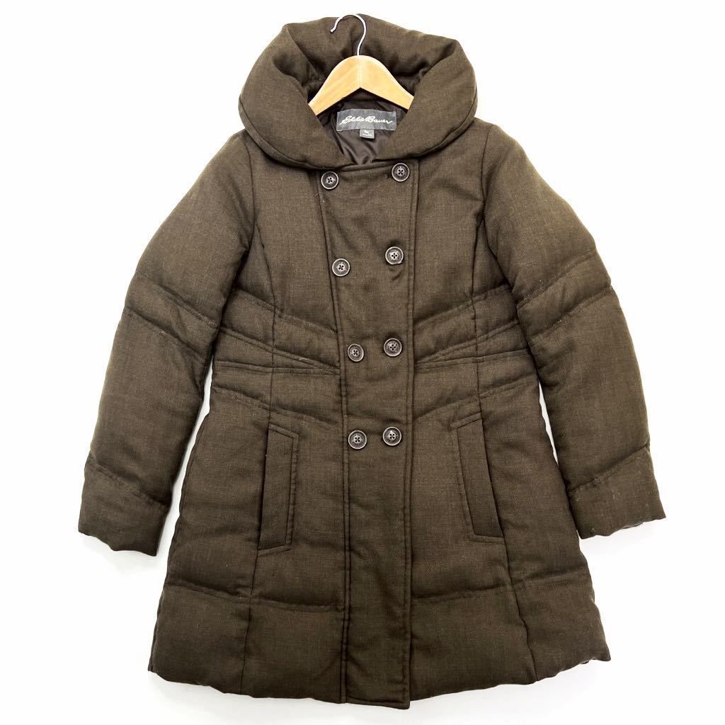 Eddie Bauer 柔らかい着心地◎ ダウンコート ダウン ロングコート レディースS ブラウン 大人カジュアル エディーバウアー S1393