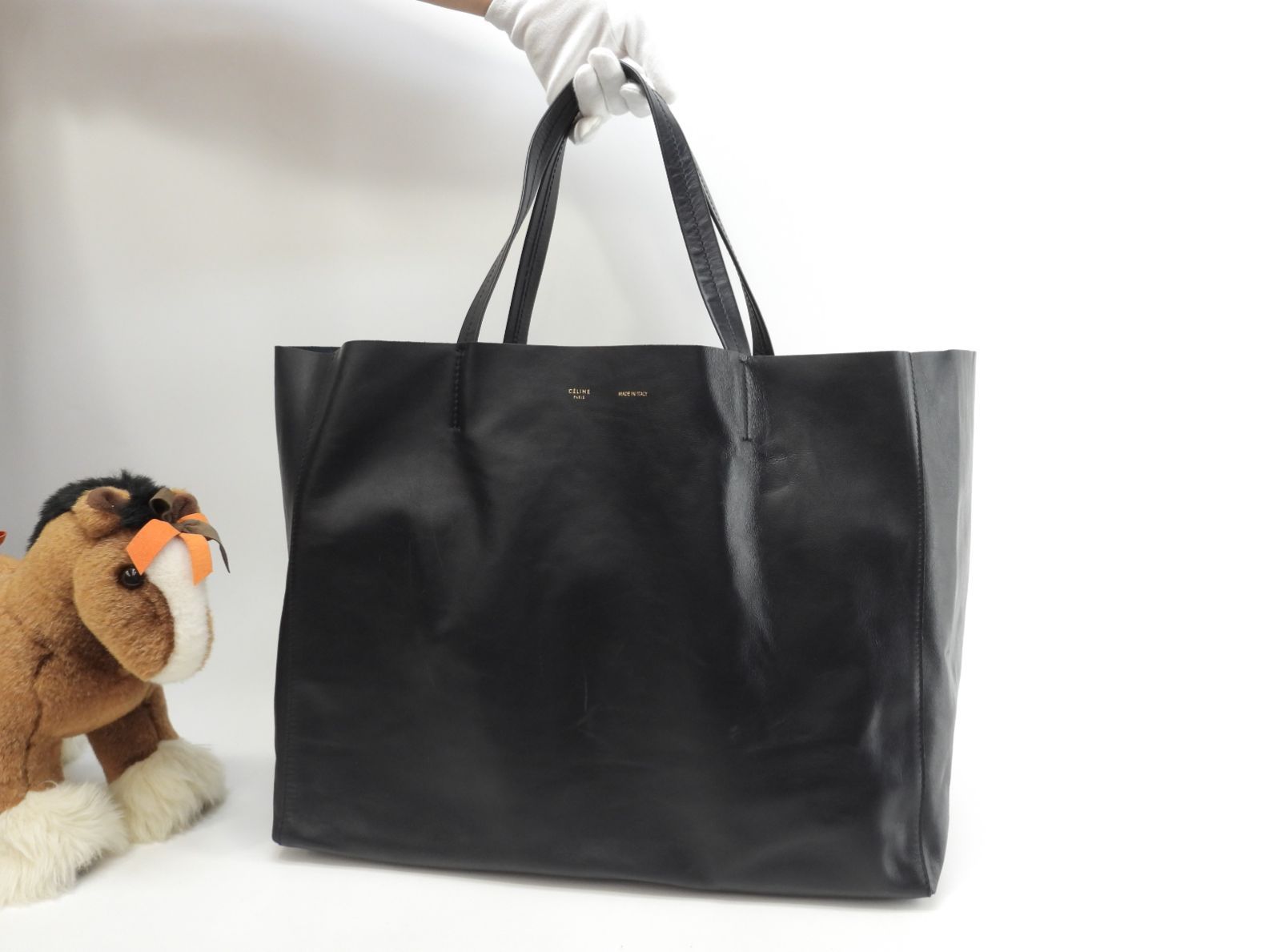 セリーヌ カバホリゾンタル レザー 濃紺 トートバッグ ショルダー