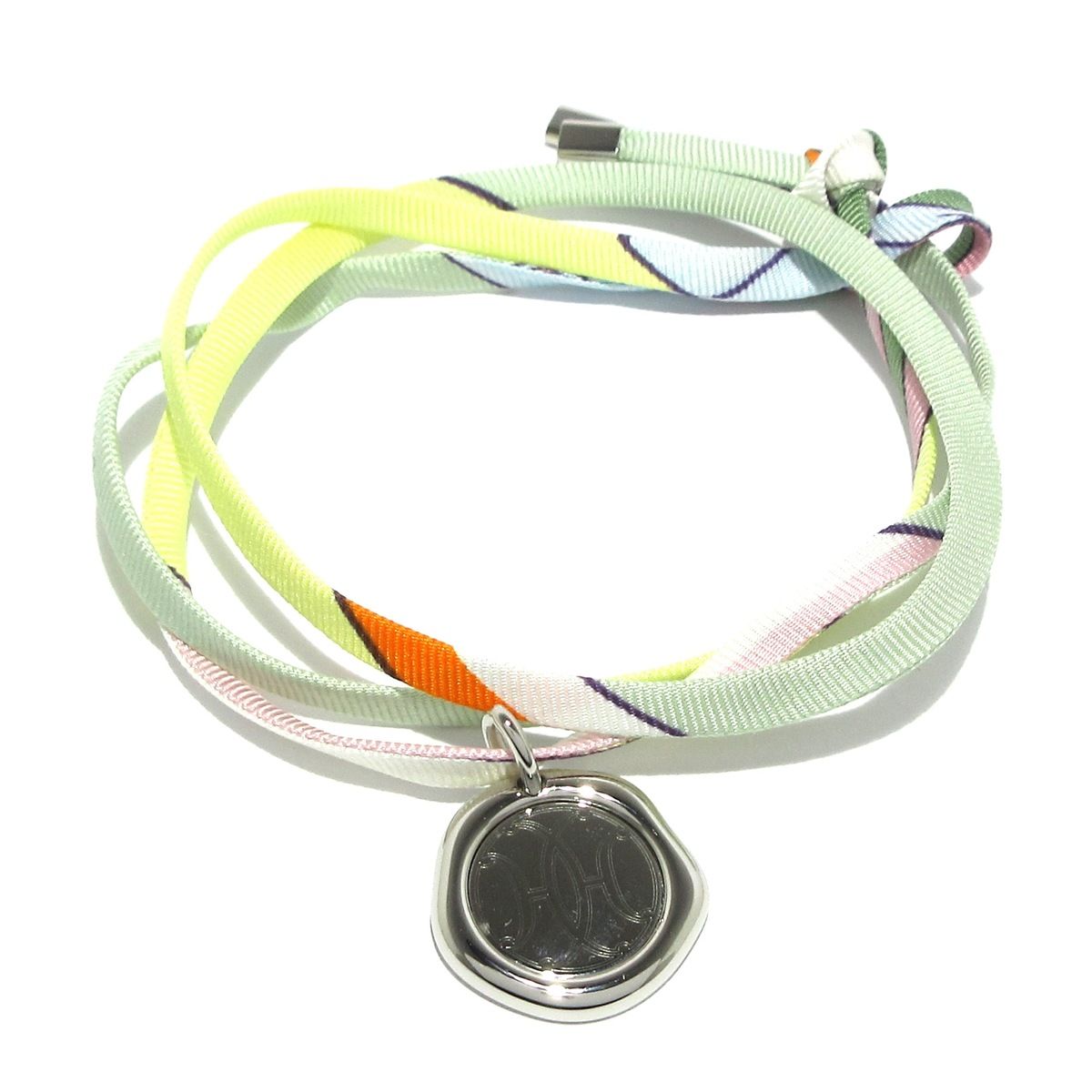 HERMES(エルメス) ブレスレット美品  - シルク ライトグリーン×イエロー×マルチ ソーエルメス/限定品