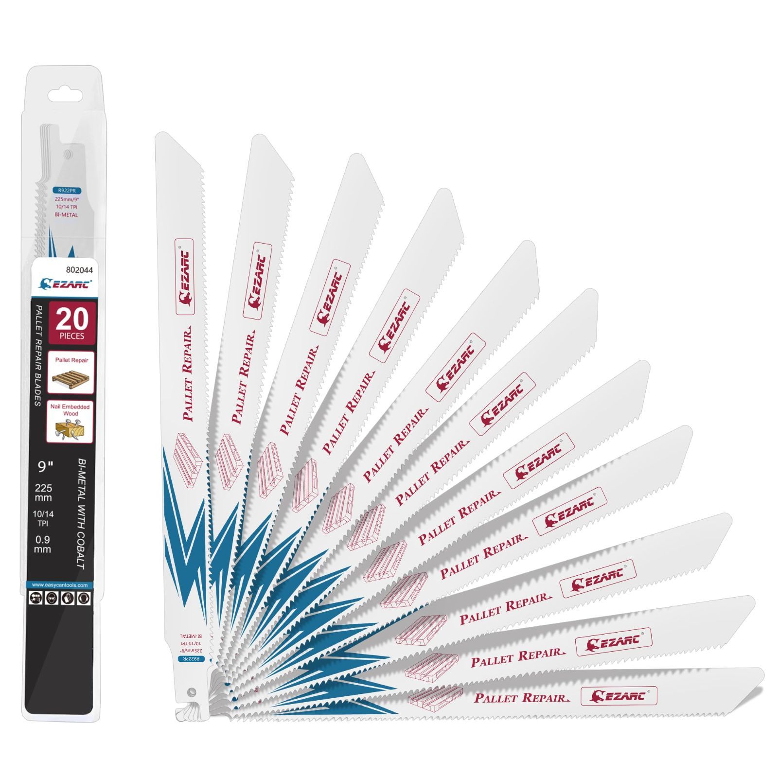 Size 225mm_Color 20本入り EZARC イザーク レシプロソー 替刃 10 14山 225mm 20本入 バイメタル 8％コバルト セーバーソーブレード 木材 金属 パイプ 鉄 非鉄金属など 解体用