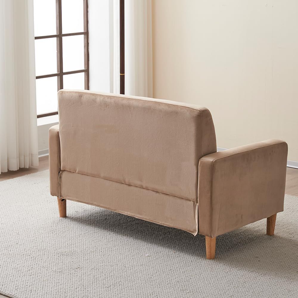 人気商品】肘付き 天然木脚 2人掛け 幅約110cm 簡単組み立て 2WAY