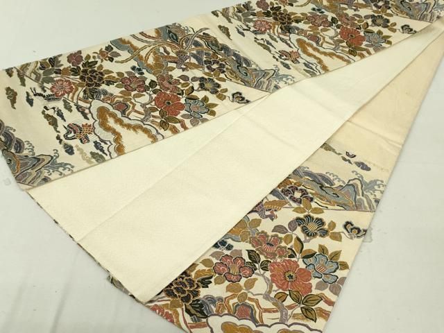 平和屋着物○六通柄袋帯 唐織 みやび綴 鳳凰更紗花文 金糸 正絹 逸品