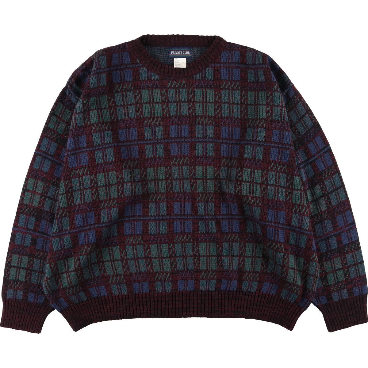 古着 PRIVATE CLUB 総柄 アクリルニットセーター メンズXXL/eaa361190