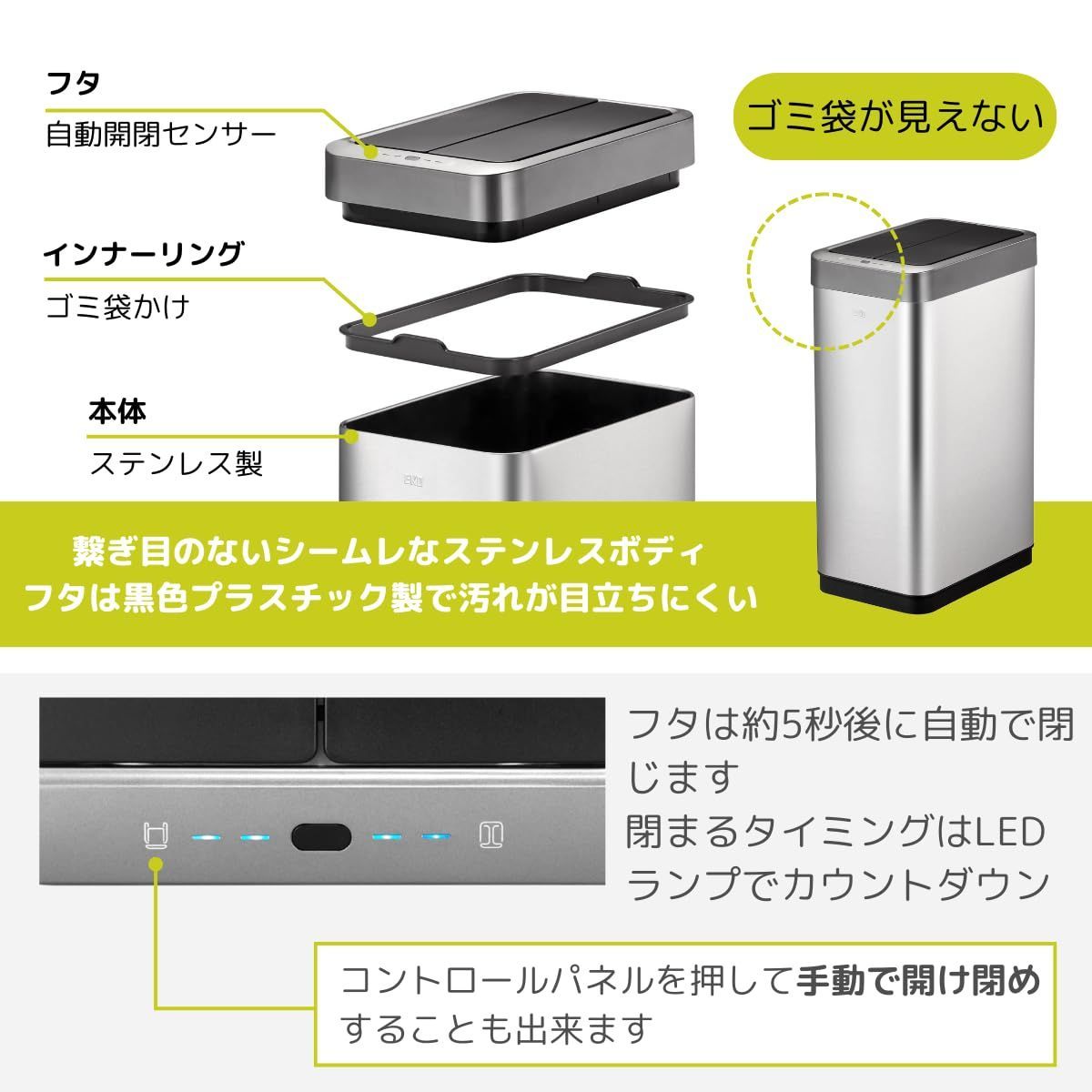 【正規品取扱店】 人気商品 45L レッド センサービン ふた付き ファントムX インナーボックス無し 自動開閉 ゴミ箱 EK9261RD-45L イーケーオー EKO トレンドの