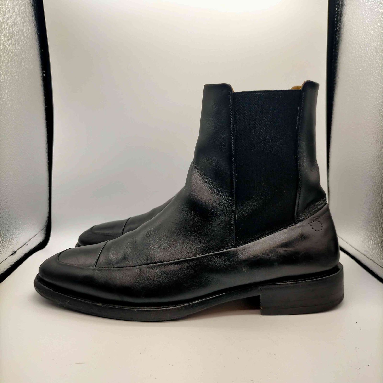 サルヴァトーレフェラガモ Salvatore Ferragamo イタリア製 ORIGINALE パンチング ガンチーニ レザー サイドゴア ブーツ メンズ 8EE