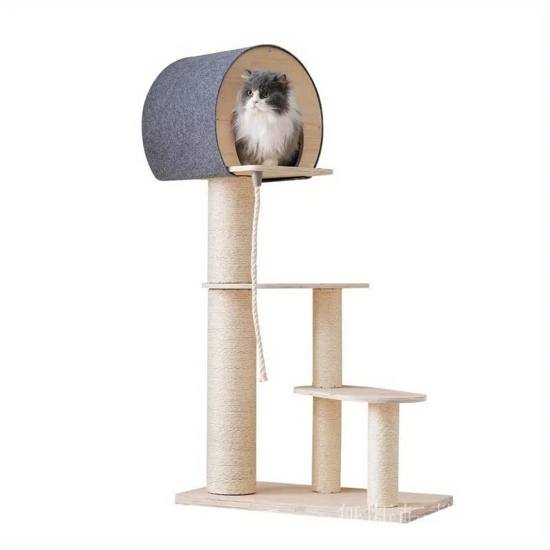キャットタワー 猫タワー キャットツリー スリム 高さ129cm 据え置き 猫タワー 登り降りしやすい 爪研ぎ 木製 かわいい 子猫 大型猫 ペット用品 おしゃれ