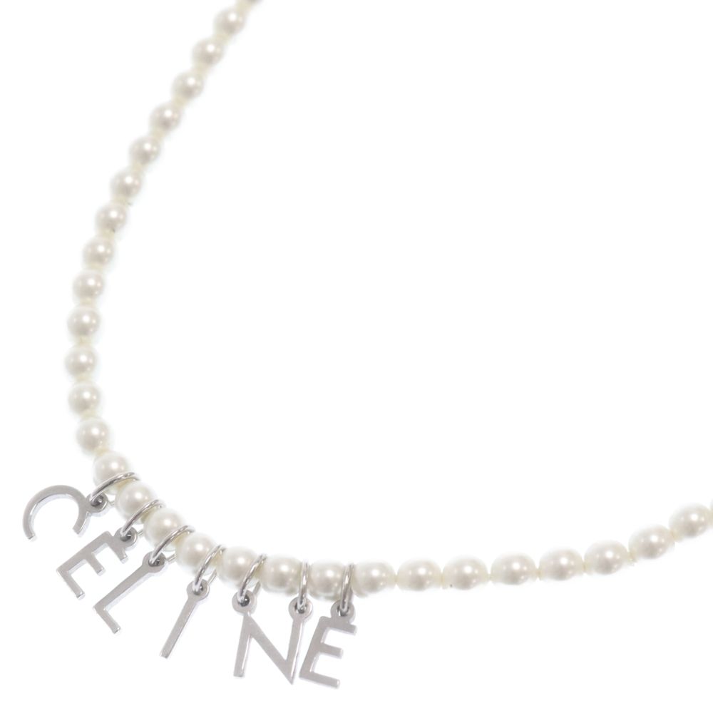 CELINE (セリーヌ) 24SS 460JK6BPE ロゴパールネックレス ホワイト  