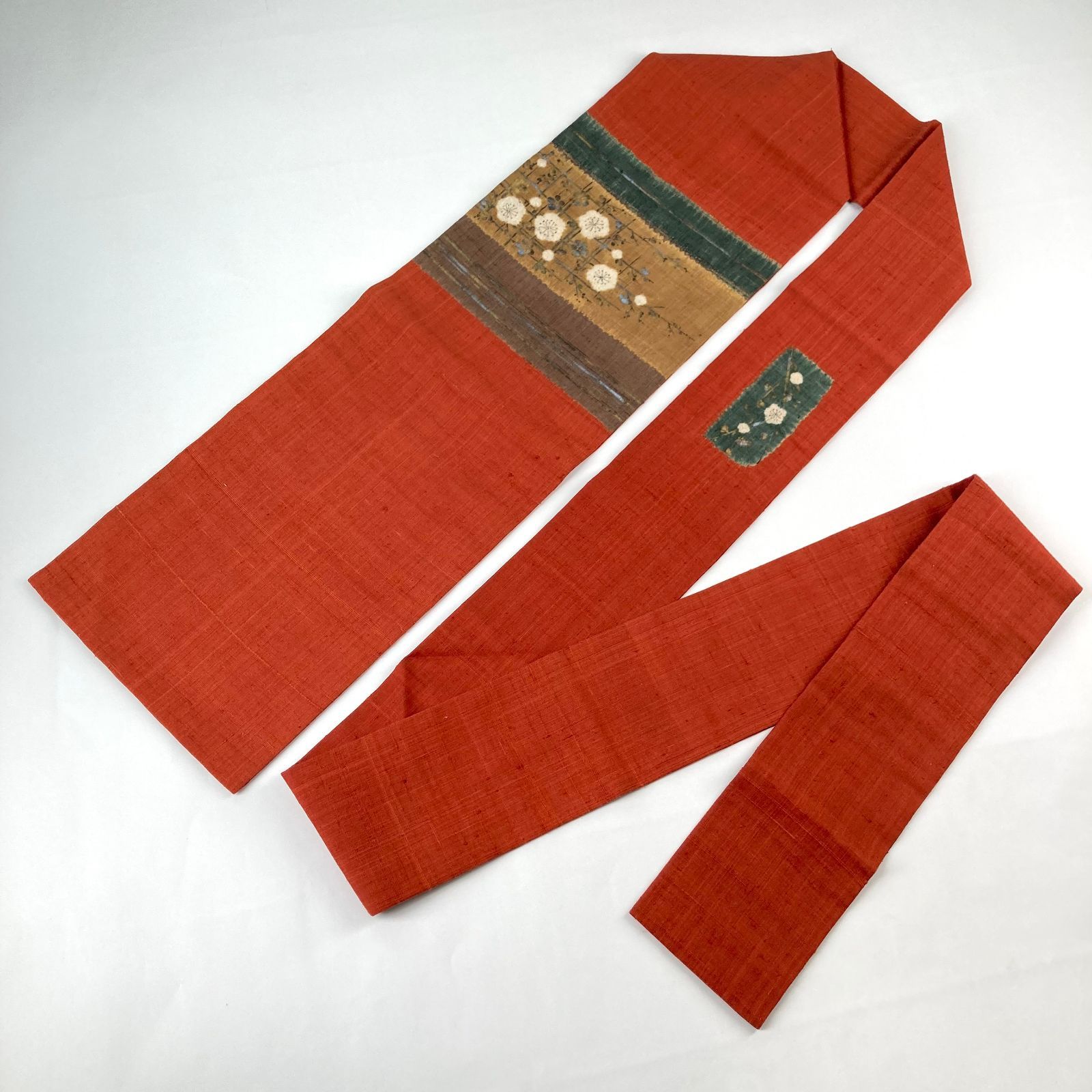 名古屋帯 優品 松葉仕立て 八寸名古屋帯 夏帯 絽 鳥 縞 クリーム 正絹