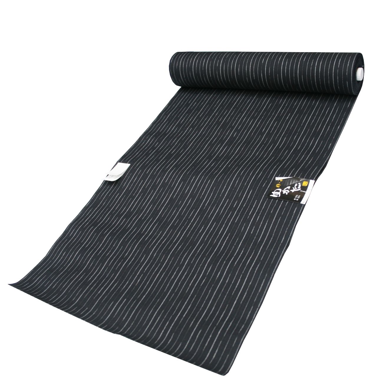 緊急大幅値下げ。 男物 綿麻 ゆかた地 先染 絣 黒地 ゆかた反物 浴衣 日本製 男女兼用 全国送料無料。