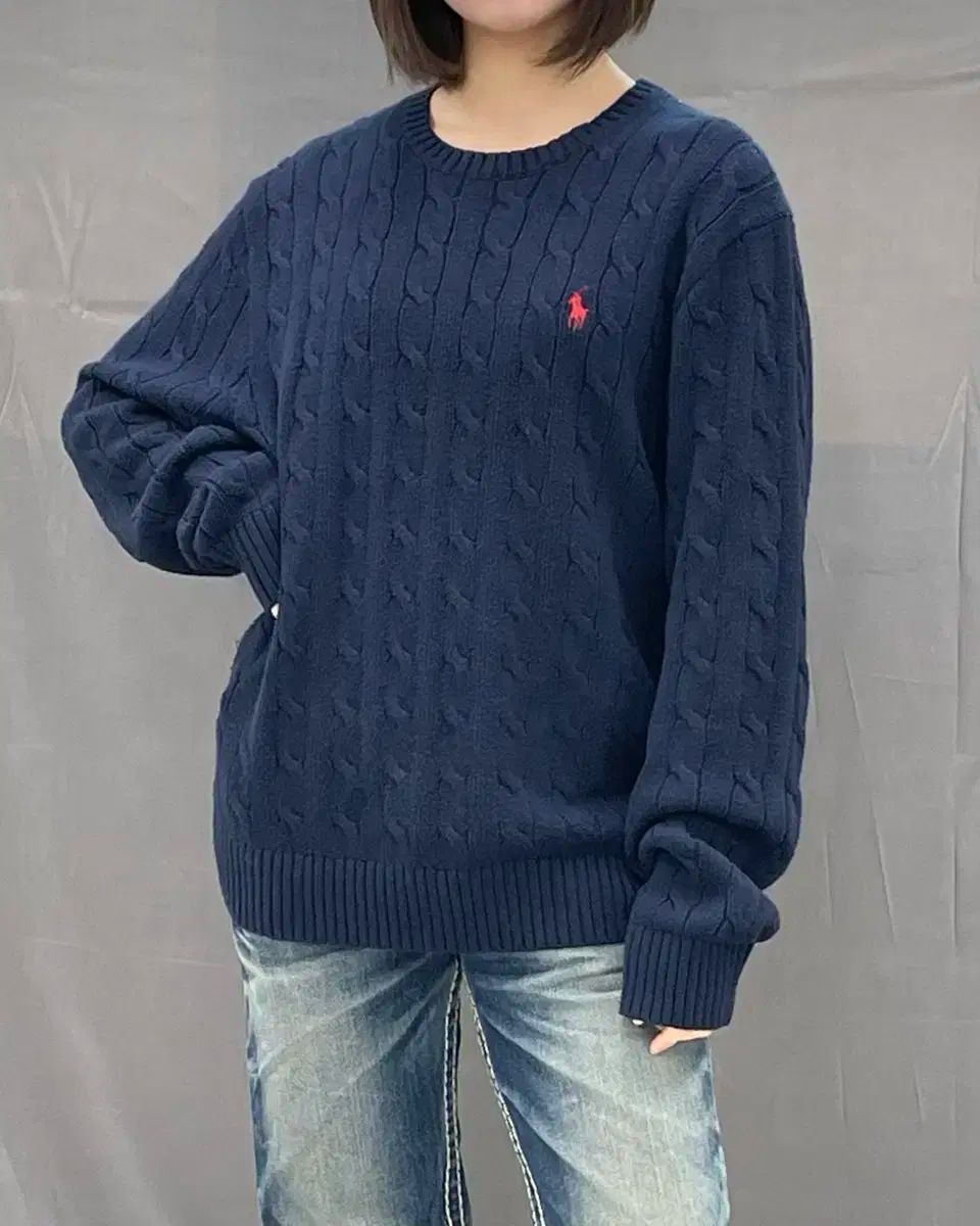 【美品】Polo Ralph Lauren ネイビー ケーブルニット L L POLO RALPH LAUREN(ポロラルフローレン) ネイビー ケーブル ニット