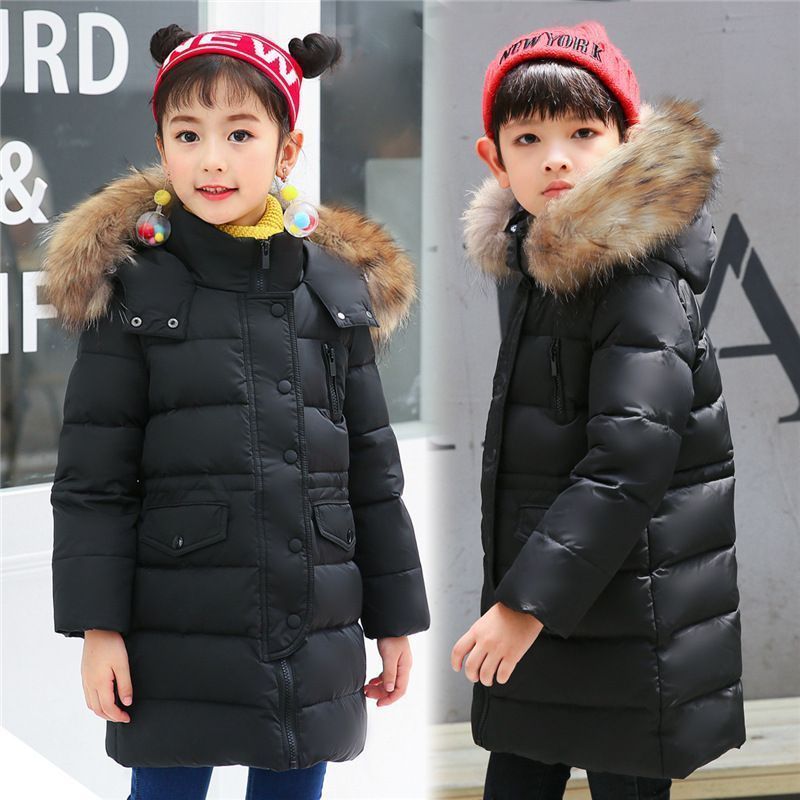 ダウンコート ダウンジャケット 子供服 女の子 男の子 ロング ファー付き フード 通学 キッズ服 防寒 秋冬 ジュニア アウター 冬 通園 キッズジャケット 6色