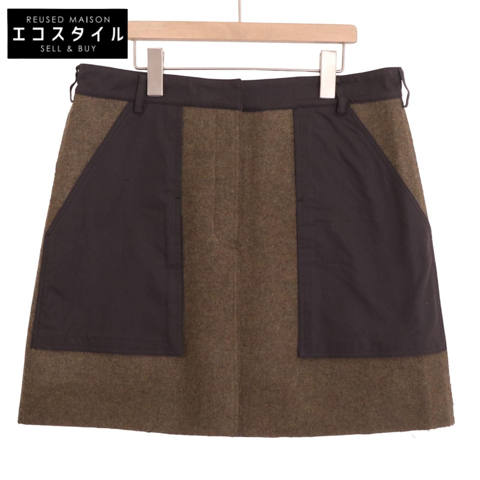 CELINE セリーヌ ｶｰｷ ｳｰﾙ 台形 ﾐﾆｽｶｰﾄ 38 - メルカリ 