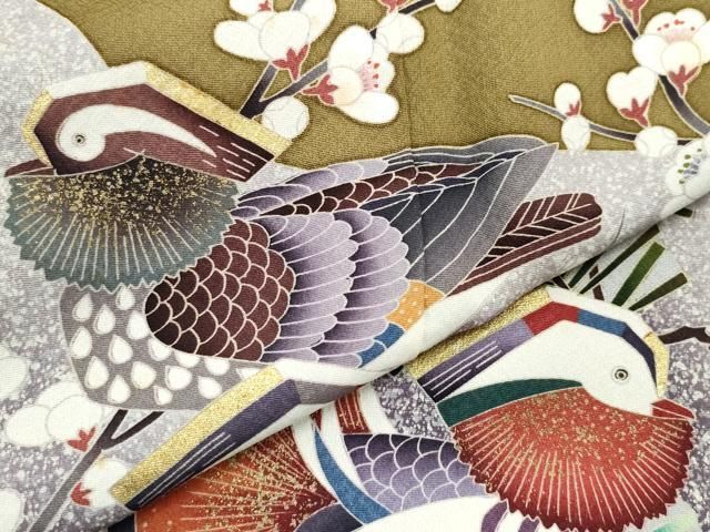 平和屋着物○訪問着 流水鴛鴦枝花文 暈し染め 金彩 正絹