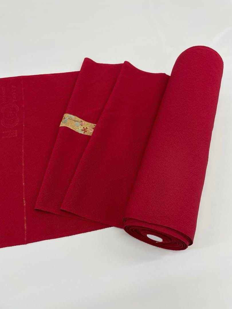 コート地 総刺繍 朱・緋色 正絹 反物 付け下げ 縫取り 共八掛 朱・緋色 正絹 反物 - メルカリ