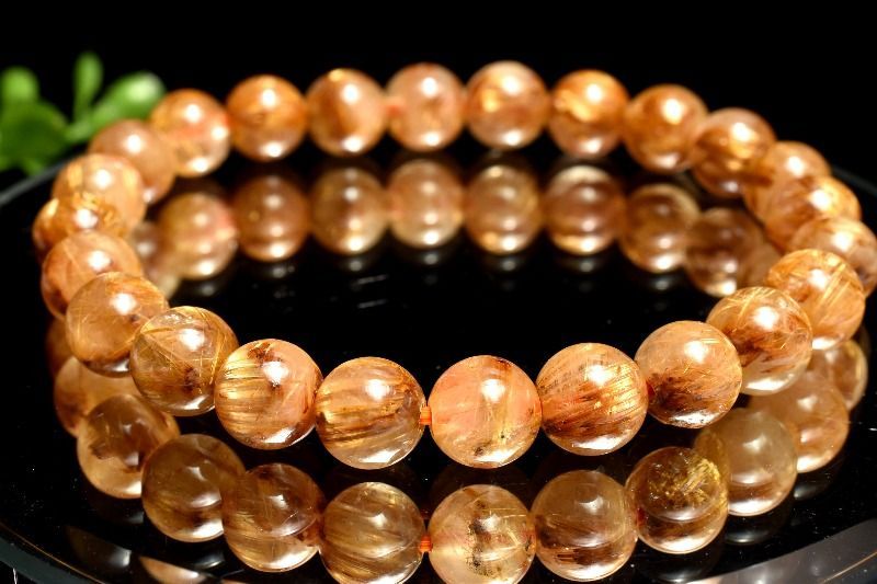 1点物】黄金の輝き タイチンルチルクォーツ 7.5mm ブレスレット