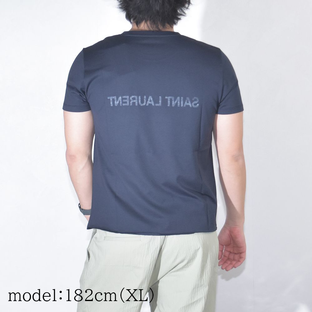 サンローラン Tシャツ リバース メンズ 半袖 ラウンドネック