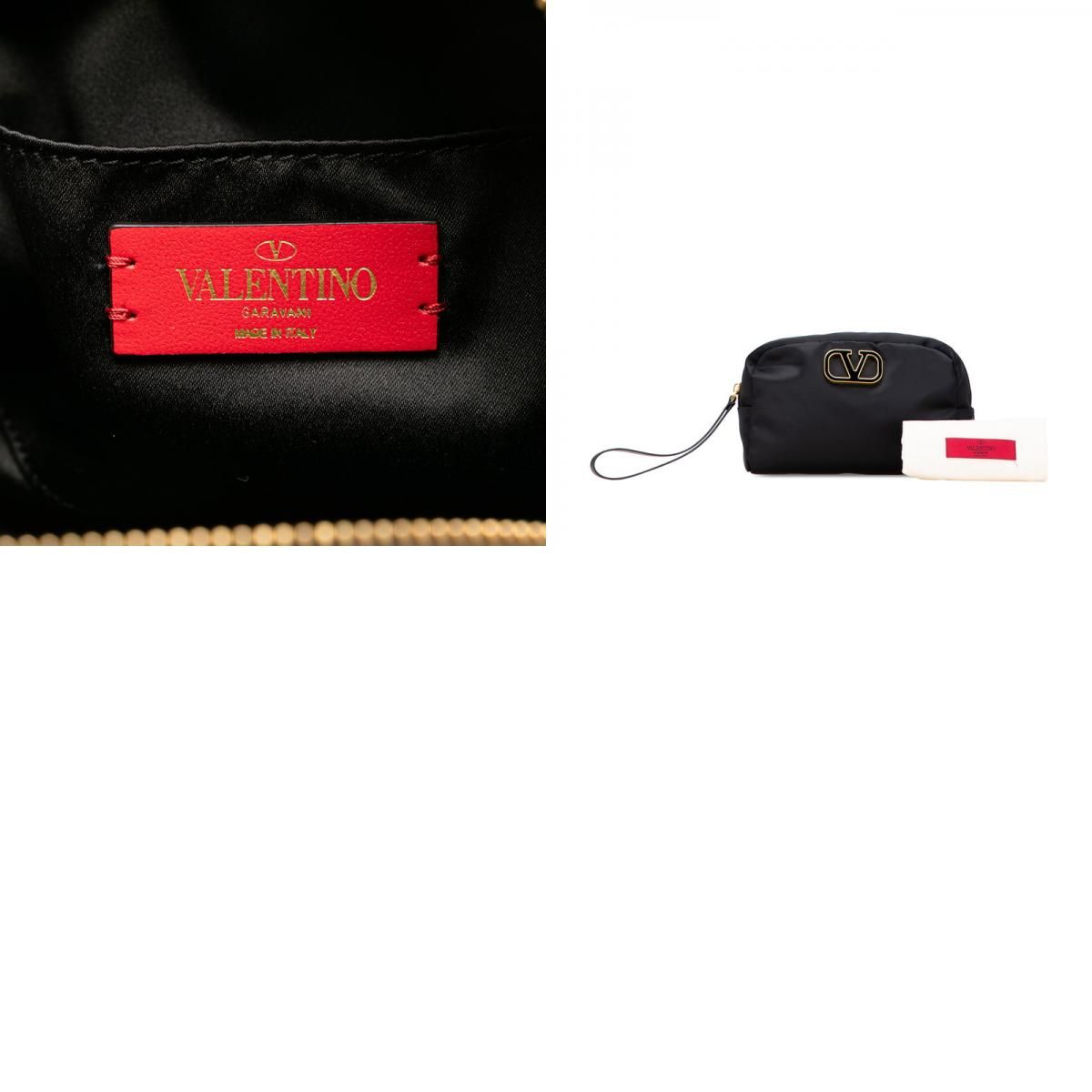 Valentino ブラック ナイロン ポーチ ロゴ付き org.jpg