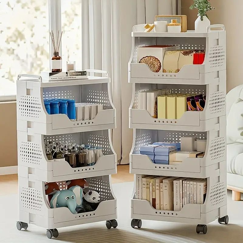 キャスター付きラック キャスター付パンチングメタルラック 3段収納