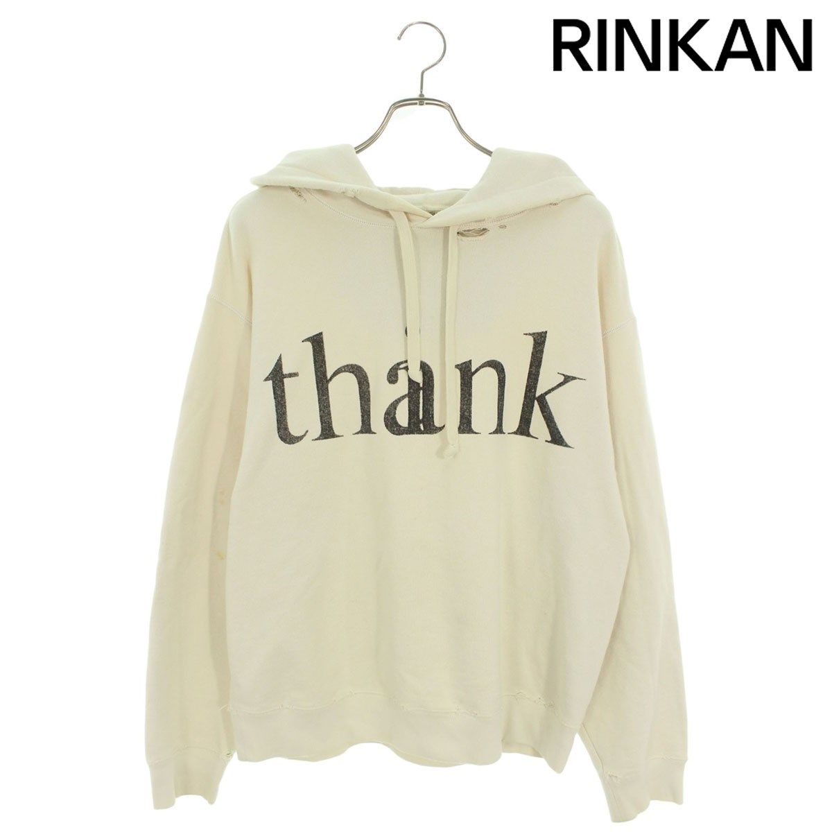 グッチ  20AW  634674 XJCXL Think/Thank ダメージ加工プルオーバーパーカー メンズ M