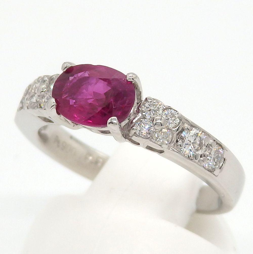 Pt900 プラチナ ルビー 0.95ct ダイヤモンド 0.37ct 指輪 鑑別書付