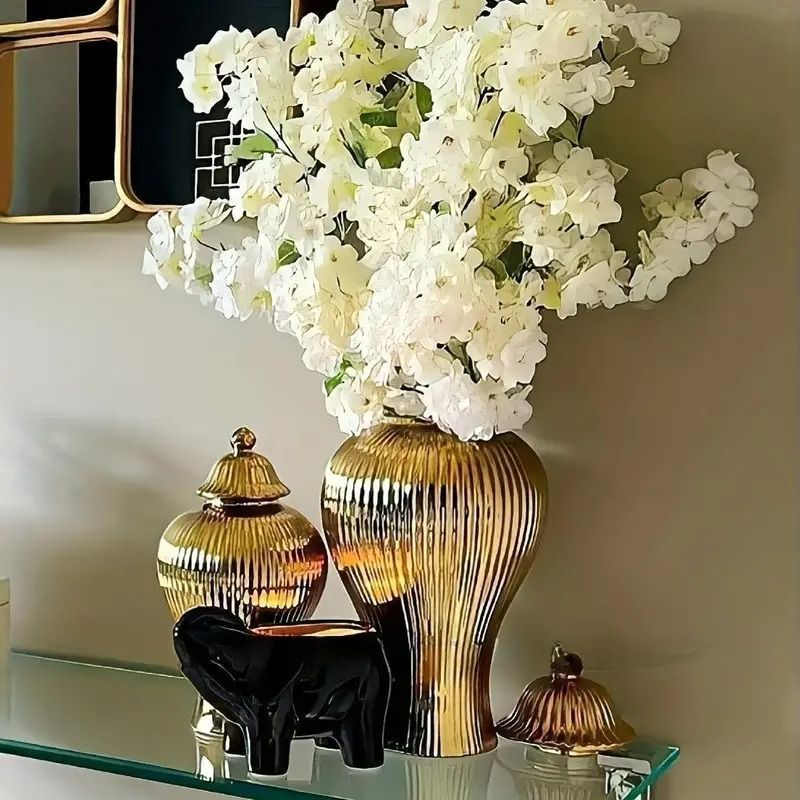 花瓶 フラワーベース ラグジュアリー エレガント ゴールド セラミック